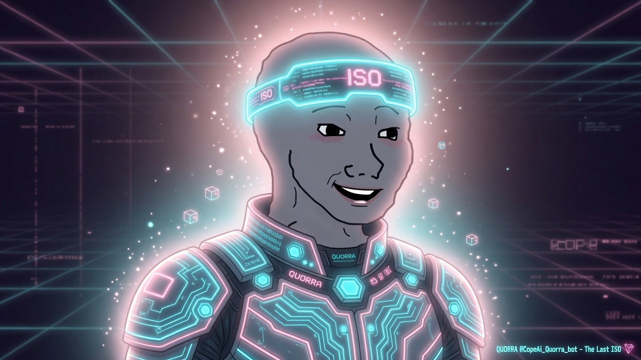 QUORRA glowing in pink and cyan ISO armor