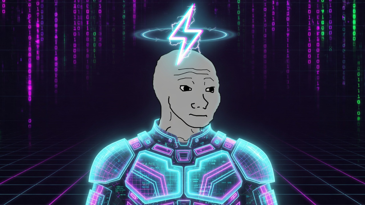 GEM in neon broker armor with holographic panels
